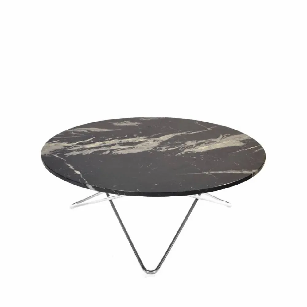 OX Denmarq Large O Table soffbord Marmor marquina matt rostfritt stativ