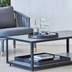 Cane-line Level soffbord keramik 79x79 cm Light grey-lava grey
