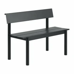 Online Muuto Linear Steel bänk med ryggstöd Black 110x34 cm