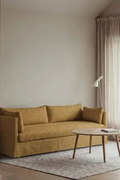 Sale 1898 Linnevik soffa Luiza Mustard 3972-vitoljad ek 4-sits med kappa
