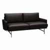 Fritz Hansen Lissoni soffa 2-sits PL112S Grace-dark brown-mattborstad krom