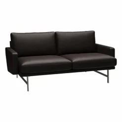 Fritz Hansen Lissoni soffa 2-sits PL112S Grace-dark brown-mattborstad krom