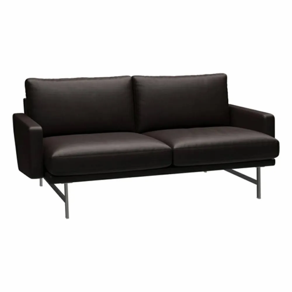 Fritz Hansen Lissoni soffa 2-sits PL112S Grace-dark brown-mattborstad krom