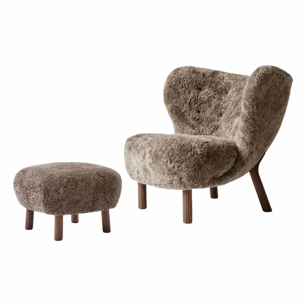 Barn &Tradition Little Petra VB1 fåtölj inkl. pouf ATD1 Oljad valnöt-Sahara