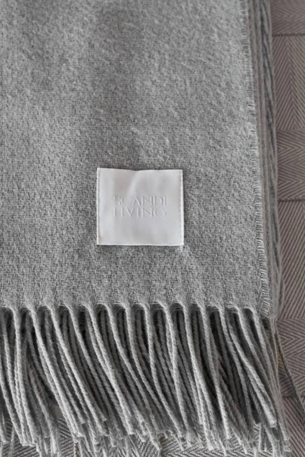 Scandi Living Loom bomullspläd 125x170 cm Fog
