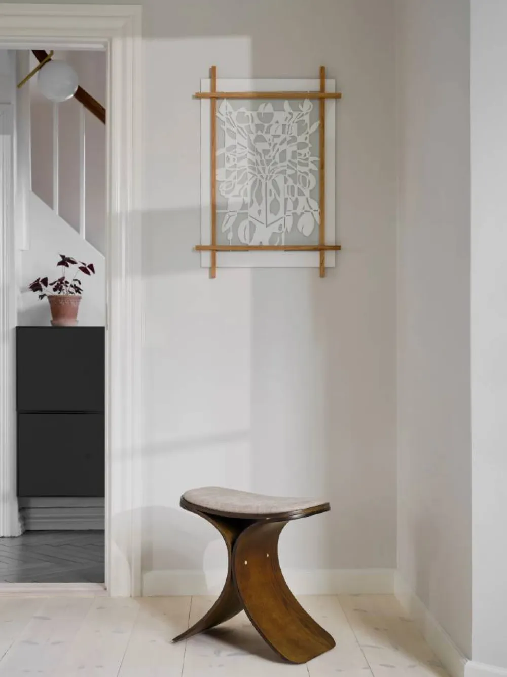 Gejst Luno pall 48x28x72 cm Mörk ek-mörk beige textil