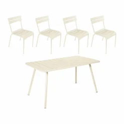 Fermob Luxembourg bord 143x80 cm + 4 stolar Latte beige