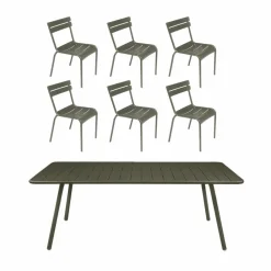 Fermob Luxembourg bord 207x100 cm + 6 stolar Rosemary