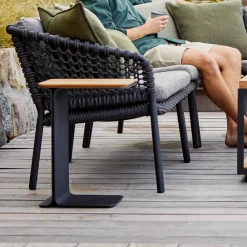 Cane-line Mega sidobord Teak-lava grey stativ