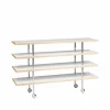 New Bruno Mathsson International Mi 1150 avlastningsbord med hjul vit laminat-naturkant-krom