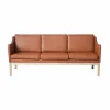New FDB Møbler MK46 Mogens Koch 3-sits soffa Lacquered oak-cognac leather