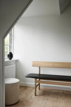 Outlet Fredericia Furniture Mogensen 3171 bänk Såpad ek-läder omni 301 black