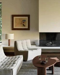 Outlet Ethnicraft N701 fåtölj Tyg Ecru beige