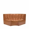 Best Ethnicraft N701 hörnmodul rundad 90° Läder old saddle