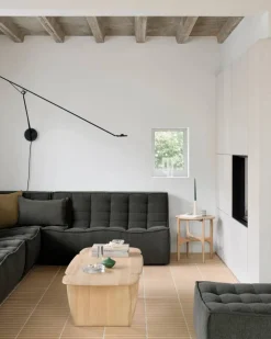 Hot Ethnicraft N701 modulhörnsoffa med rakt hörn tyg Moss Eco 301x231 cm