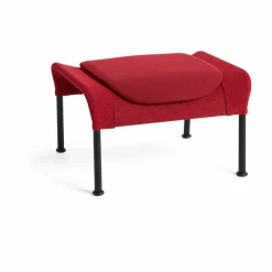 HAY O2 Ottoman fotpall Soft red-svartlackerad stål