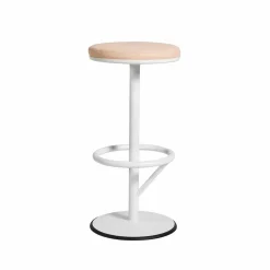 SMD Design Orbit barpall låg Vitlack matt ljusbrunt läder