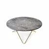 OX Denmarq O Table soffbord Marmor grå mässingstativ