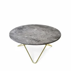 OX Denmarq O Table soffbord Marmor grå mässingstativ