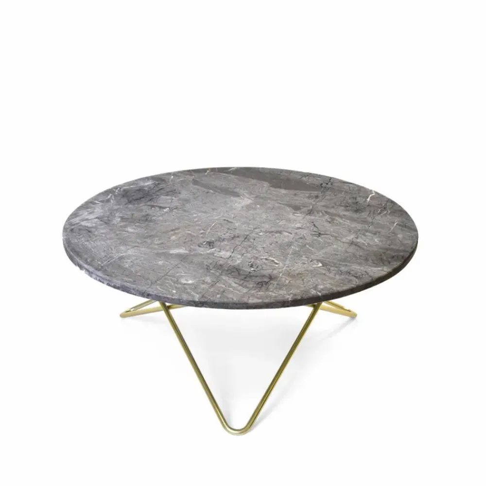 OX Denmarq O Table soffbord Marmor grå mässingstativ