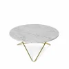 OX Denmarq O Table soffbord marmor vit mässingsstativ