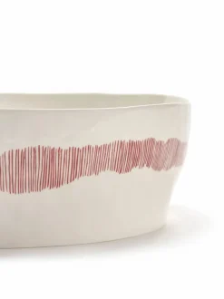 Serax Ottolenghi Feast salladsskål Ø27 5 cm White stripes-red