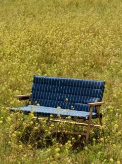 Best HAY Outdoor Market soffa ihopfällbar Blue-beige 2-sits