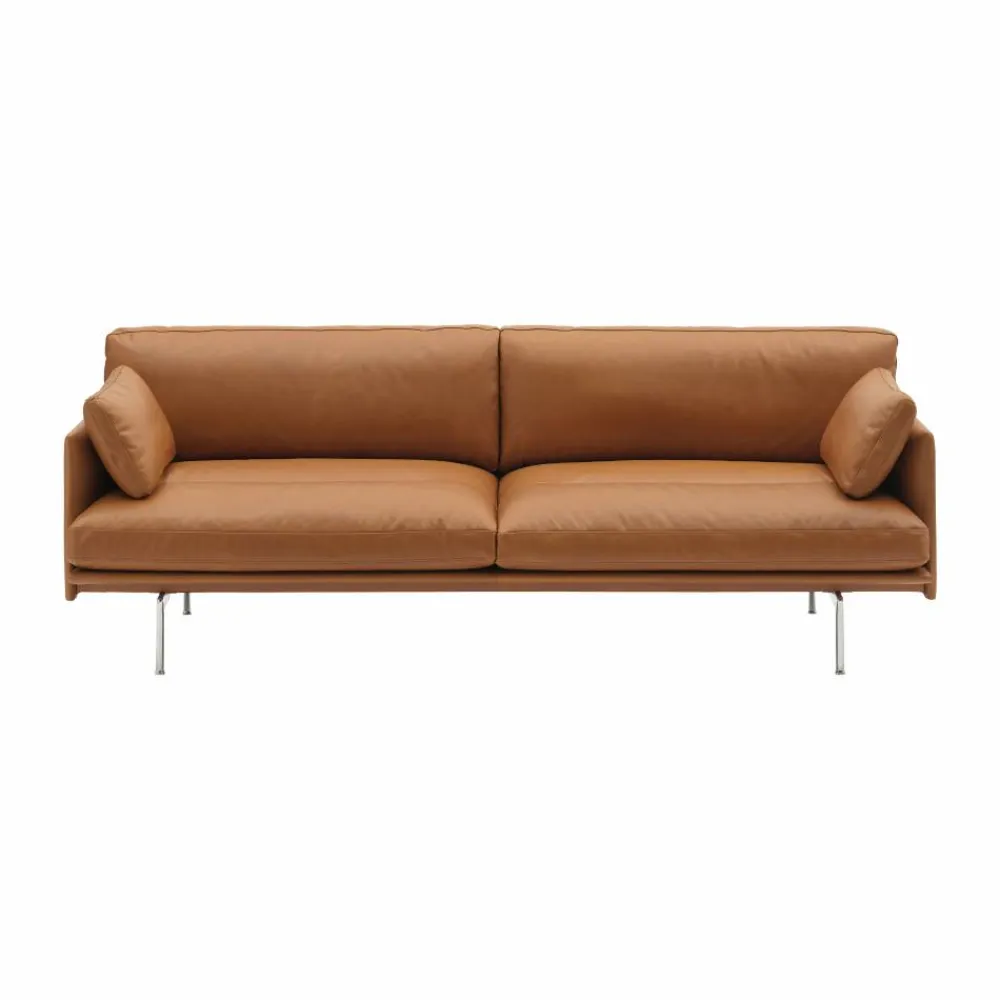 Best Muuto Outline Soft soffa Refine Leather Cognac-aluminiumben 3-sits