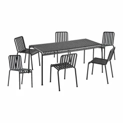 HAY Palissade matgrupp 6 stolar 170x90 cm anthracite