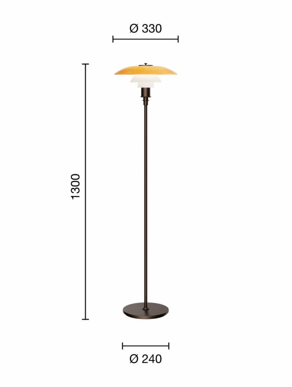 Louis Poulsen PH 3½-2½ golvlampa Centenary Edition Amber-opal white