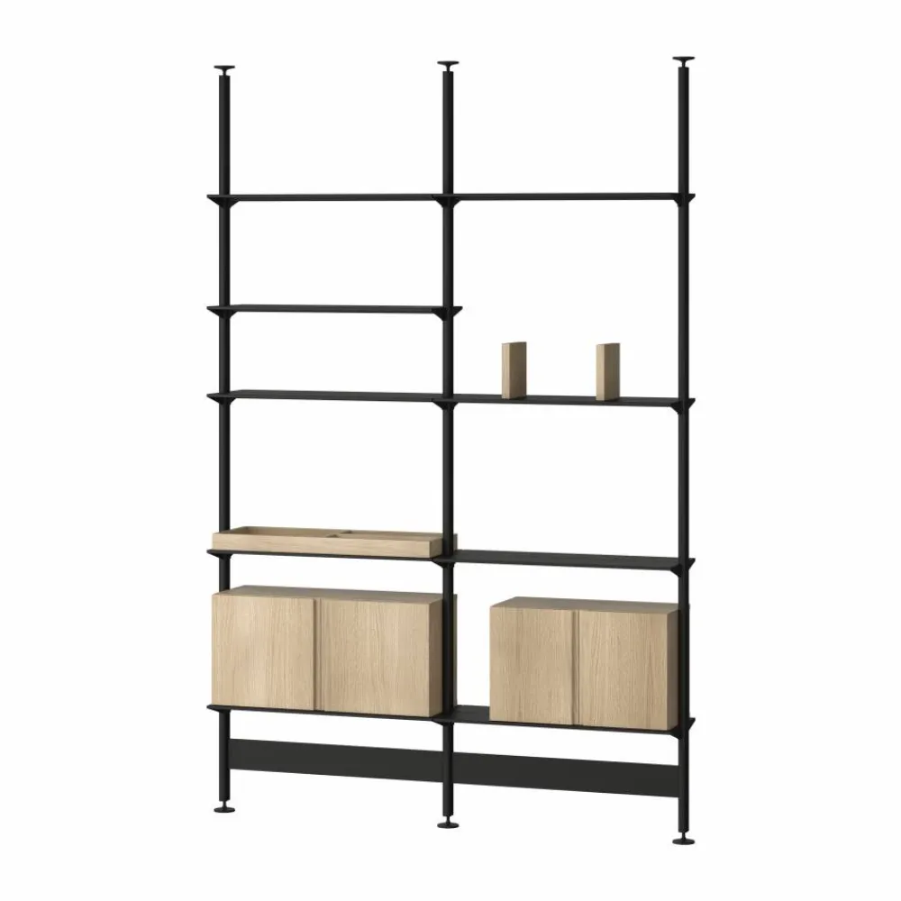 Online Pira G2 hyllsystem F C A Black/Oak 248-255 cm