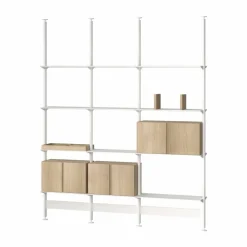 Pira G2 hyllsystem F C B White/Oak 240-247 cm