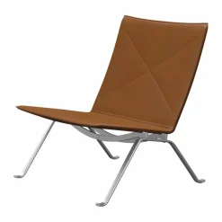 Barn Fritz Hansen PK22 fåtölj Aura walnut läder-rostfritt stål