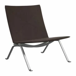 Online Fritz Hansen PK22 fåtölj Haze dark brown läder-rostfritt stål