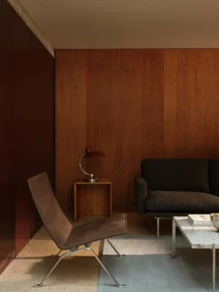 Discount Fritz Hansen PK22 fåtölj Haze walnut läder-rostfritt stål