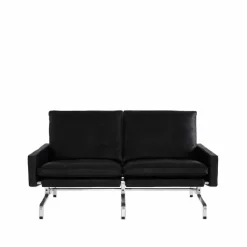 Fritz Hansen PK31 2-sits soffa Leather aura black-chrome