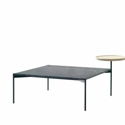 Adea Plateau med bricka soffbord marmor svart-svart stativ-bricka i ask-90x90