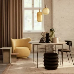 Ferm Living Pouf Round sittpuff tyg faded velvet 3 forest