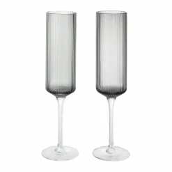 Hot Ferm Living Ripple Champagne flutes champagneglas 15 cl 2-pack Smoked Grey