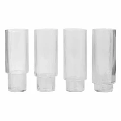 Hot Ferm Living Ripple long drink glas 4-pack klar