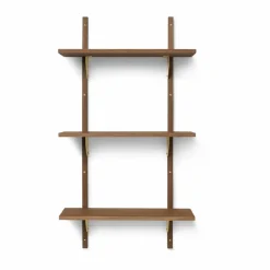 Best Ferm Living Sector hylla triple narrow Smoked Oak brass
