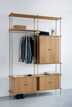 MOEBE Shelving System hylla med skåp Ek-warm grey 163x200x35 cm S.200.2.C