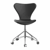 Online Fritz Hansen Sjuan 3117 helklädd kontorsstol mjuka hjul Essential black leather-chrome