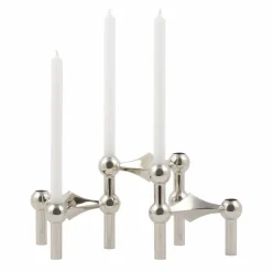 Best STOFF Nagel ljusstake krom 3-pack + vita ljus 12-pack