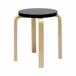 Artek Stool E60 pall 4 st ben Naturlackerad björk-Svart lack