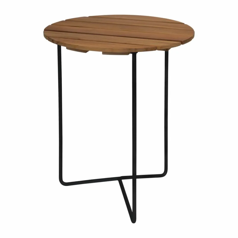 Grythyttan Stålmöbler Table 6B bord Obehandlad teak-svart Ø60 cm