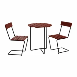 Hot Grythyttan Stålmöbler Table 6B bord + 2 Stol 1 mörkröd ek-svart stativ