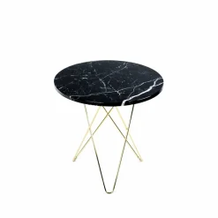 OX Denmarq Tall Mini O Table soffbord Marmor svart mässingsstativ