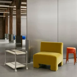 Online Lammhults Tension rullvagn Krom-beige-beige lädermatta