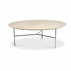 Clearance Mavis Tribeca soffbord ek såpad rustik satinkromade ben ø110